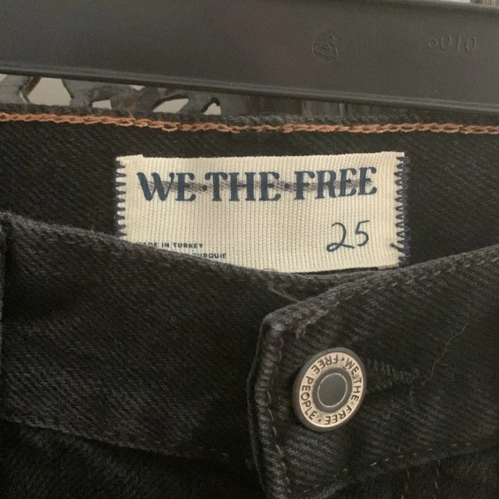 FREE PEOPLE Ghost Town Long Jean Shorts Black